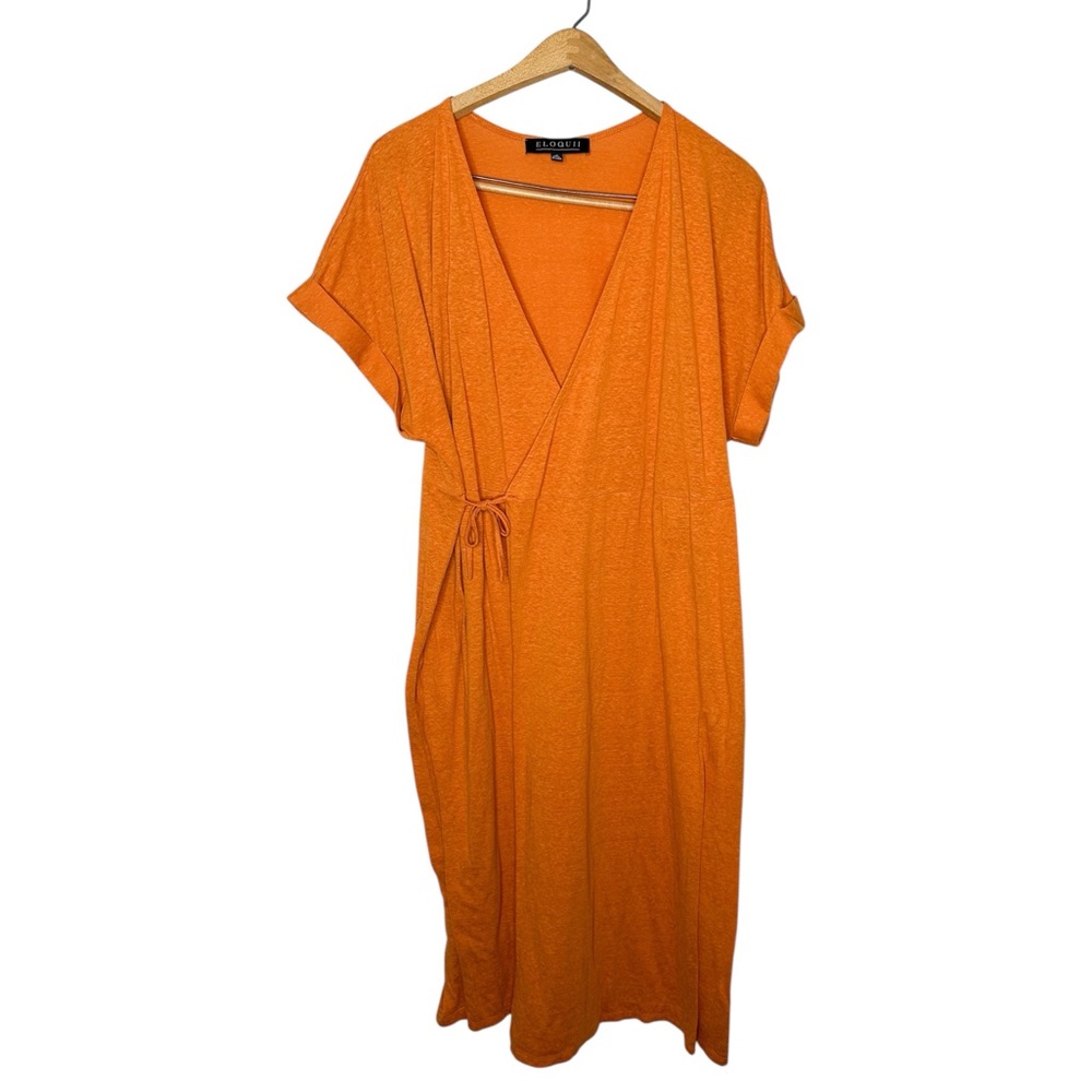 Eloquii Orange Wrap Midi Dress